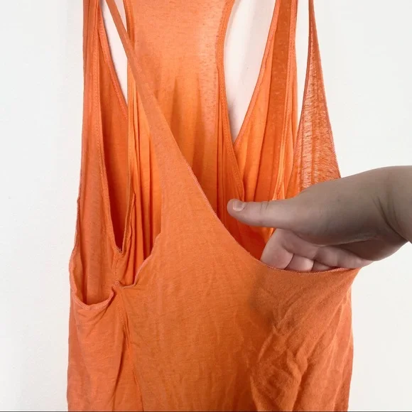 FREE PEOPLE We The Free Karmen Double Layer Tank Top Coral Orange Medium - Picture 7 of 8